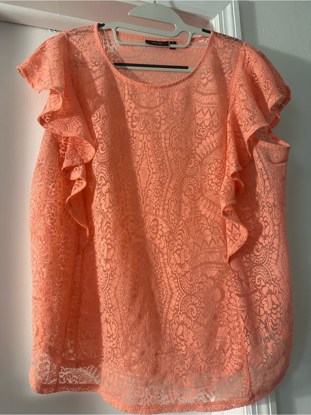 Apt. 9 Coral Lace Ruffle Sleeve Blouse